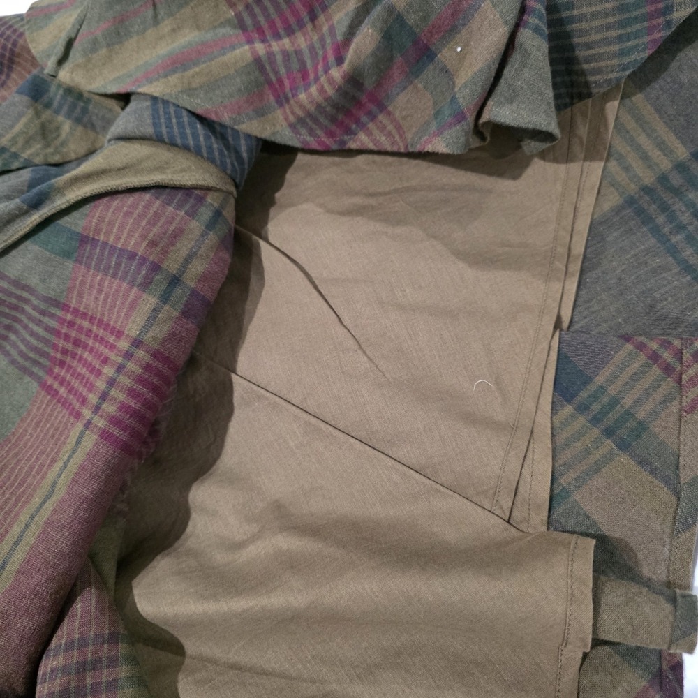 Y2K American Living Babydoll Dress Size 12 Linen Blend Plaid Dark Academia - Picture 9 of 10